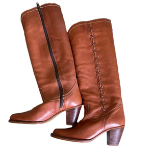 Brown Heeled Leather Boots